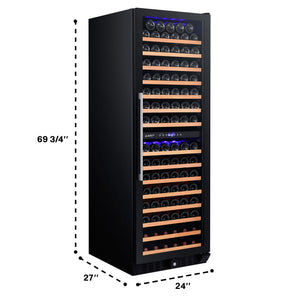 Smith & Hanks 166 Bottle Dual Zone Wine Cooler, Smoked Black Glass Door RW428DRG RE100017