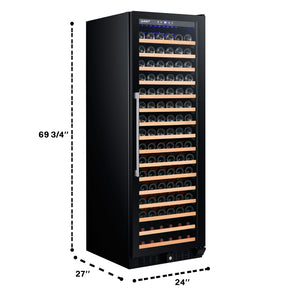 Smith & Hanks 166 Bottle Single Zone Wine Cooler, Smoked Black Glass Door RW428SRG RE100014