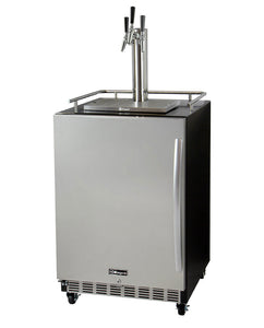 Kegco 24" Wide Triple Tap Stainless Steel Commercial Built-In Left Hinge Kegerator with Kit HK38BSC-L-3