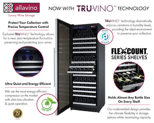 Allavino 24" Wide FlexCount II Tru-Vino 177 Bottle Single Zone Stainless Steel Left Hinge Wine Refrigerator AO VSWR177-1SL20