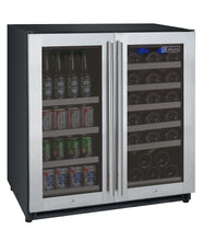 Load image into Gallery viewer, Allavino 30&quot; Wide FlexCount II Tru-Vino 30 Bottle/88 Can Dual Zone Stainless Steel Built-In Wine Refrigerator/Beverage Center AO VSWB30-2SF20