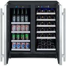 Load image into Gallery viewer, Allavino 30&quot; Wide FlexCount II Tru-Vino 30 Bottle/88 Can Dual Zone Stainless Steel Built-In Wine Refrigerator/Beverage Center AO VSWB30-2SF20