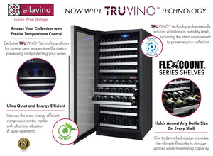 Allavino 24" Wide FlexCount II Tru-Vino 121 Bottle Dual Zone Stainless Steel Left Hinge Wine Refrigerator AO VSWR121-2SL20