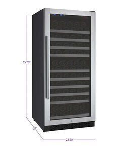 Allavino 24" Wide FlexCount II Tru-Vino 128 Bottle Single Zone Stainless Steel Right Hinge Wine Refrigerator AO VSWR128-1SR20