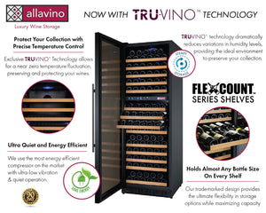 Allavino 24" Wide FlexCount II Tru-Vino 172 Bottle Dual Zone Black Left Hinge Wine Refrigerator AO VSWR172-2BL20