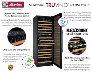 Allavino 24" Wide FlexCount II Tru-Vino 172 Bottle Dual Zone Black Right Hinge Wine Refrigerator AO VSWR172-2BR20