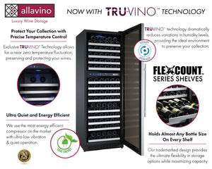 Allavino 24" Wide FlexCount II Tru-Vino 172 Bottle Dual Zone Stainless Steel Right Hinge Wine Refrigerator AO VSWR172-2SR20