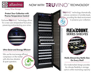 Allavino 47" Wide FlexCount II Tru-Vino 354 Bottle Dual Zone Stainless Steel Side-by-Side Wine Refrigerator BF 2X-VSWR177-1S20