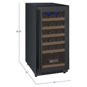 Allavino 15" Wide FlexCount II Tru-Vino 30 Bottle Single Zone Black Wine Refrigerator AO VSWR30-1BR20