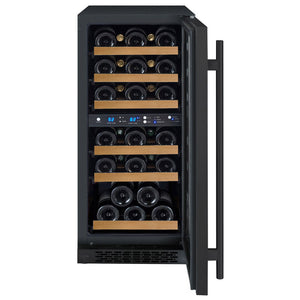 Allavino 15" Wide FlexCount II Tru-Vino Technology 30 Bottle Dual Zone Black Wine Refrigerator AO VSWR30-2BR20