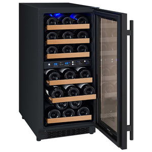 Allavino 15" Wide FlexCount II Tru-Vino Technology 30 Bottle Dual Zone Black Wine Refrigerator AO VSWR30-2BR20