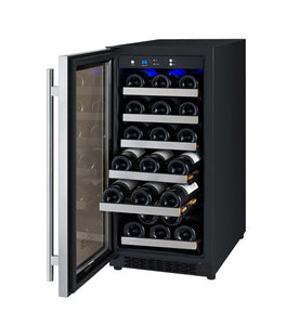 Allavino 15" Wide FlexCount II Tru-Vino 30 Bottle Single Zone Stainless Steel Left Hinge Wine Refrigerator AO VSWR30-1SL20