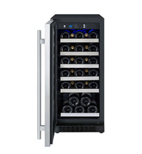 Load image into Gallery viewer, Allavino 15&quot; Wide FlexCount II Tru-Vino 30 Bottle Single Zone Stainless Steel Left Hinge Wine Refrigerator AO VSWR30-1SL20