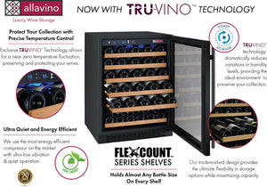 Allavino 47" Wide FlexCount II Tru-Vino 112 Bottle Three Zone Black Side-by-Side Wine Refrigerator BF 3Z-VSWR5656-B20