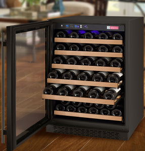 Allavino 24" Wide FlexCount II Tru-Vino 56 Bottle Single Zone Black Left Hinge Wine Refrigerator AO VSWR56-1BL20