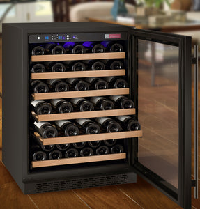 Allavino 24" Wide FlexCount II Tru-Vino 56 Bottle Single Zone Black Right Hinge Wine Refrigerator AO VSWR56-1BR20