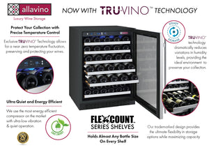 Allavino 47" Wide FlexCount II Tru-Vino 112 Bottle Dual-Zone Stainless Steel Side-by-Side Wine Refrigerator BF 2X-VSWR56-1S20