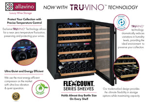 Allavino 24" Wide FlexCount II Tru-Vino 56 Bottle Dual Zone Black Right Hinge Wine Refrigerator AO VSWR56-2BR20