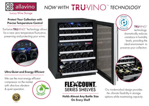 Allavino 24" Wide FlexCount II Tru-Vino 56 Bottle Dual Zone Stainless Steel Right Hinge Wine Refrigerator AO VSWR56-2SR20