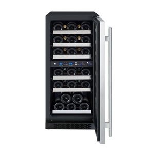 Allavino 15" Wide FlexCount II Tru-Vino 30 Bottle Dual Zone Stainless Steel Right Hinge Wine Refrigerator AO VSWR30-2SR20