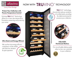 Allavino 24" Wide Vite II Tru-Vino 99 Bottle Single Zone Stainless Steel Right Hinge Wine Refrigerator AO YHWR115-1SR20