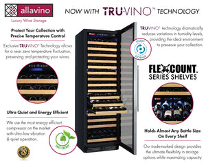 Allavino 48" Wide FlexCount Classic II Tru-Vino 348 Bottle Dual Zone Stainless Steel Side-by-Side Wine Refrigerator BF 2X-YHWR174-1S20