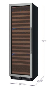 Allavino 24" Wide FlexCount Classic II Tru-Vino 174 Bottle Single Zone Stainless Steel Left Hinge Wine Refrigerator AO YHWR174-1SL20