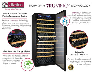 Allavino 32" Wide Vite II Tru-Vino 277 Bottle Single Zone Black Left Hinge Wine Refrigerator AO YHWR305-1BL20