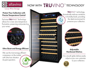 Allavino 32" Wide Vite II Tru-Vino 277 Bottle Single Zone Stainless Steel Left Hinge Wine Refrigerator AO YHWR305-1SL20