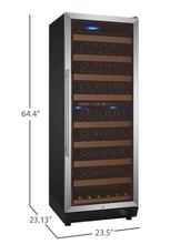 Load image into Gallery viewer, Allavino 24&quot; Wide Vite II Tru-Vino 99 Bottle Dual Zone Stainless Steel Right Hinge Wine Refrigerator AO YHWR99-2SR20