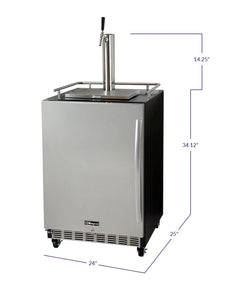 Kegco 24" Wide Single Tap Stainless Steel Commercial Built-In Left Hinge Kegerator with Kit HK38BSC-L-1