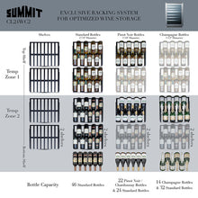 Load image into Gallery viewer, Summit 24&quot; Wide Built-In Wine Cellar Ultra thin tinted door with seamless stainless steel trim CL24WC2CSS