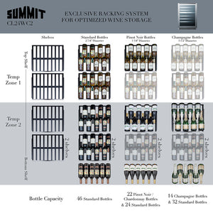 Summit 24" Wide Built-In Wine Cellar Ultra thin tinted door with seamless stainless steel trim CL24WC2CSS