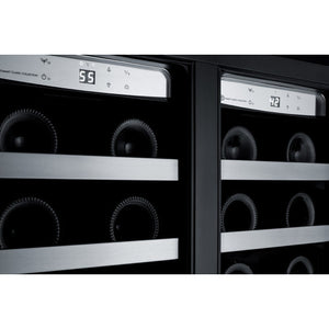Summit 24" Wide Built-In Wine Cellar Stores 42 Bordeaux or 40 Burgundy bottles on stainless steel trimmed shelves CLFD24WC