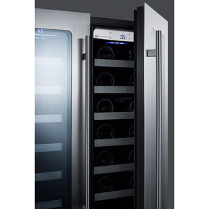 Summit 24" Wide Built-In Wine Cellar Stores 42 Bordeaux or 40 Burgundy bottles on stainless steel trimmed shelves CLFD24WC