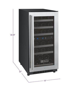 Allavino 15" Wide FlexCount II Tru-Vino 30 Bottle Dual Zone Stainless Steel Right Hinge Wine Refrigerator AO VSWR30-2SR20