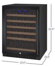 Load image into Gallery viewer, Allavino 24&quot; Wide FlexCount II Tru-Vino 56 Bottle Single Zone Black Left Hinge Wine Refrigerator AO VSWR56-1BL20