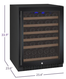 Allavino 24" Wide FlexCount II Tru-Vino 56 Bottle Single Zone Black Right Hinge Wine Refrigerator AO VSWR56-1BR20