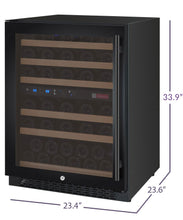 Load image into Gallery viewer, Allavino 24&quot; Wide FlexCount II Tru-Vino 56 Bottle Dual Zone Black Left Hinge Wine Refrigerator AO VSWR56-2BL20