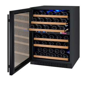 Allavino 24" Wide FlexCount II Tru-Vino 56 Bottle Dual Zone Black Left Hinge Wine Refrigerator AO VSWR56-2BL20