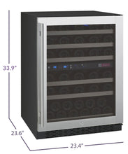 Load image into Gallery viewer, Allavino 24&quot; Wide FlexCount II Tru-Vino 56 Bottle Dual Zone Stainless Steel Right Hinge Wine Refrigerator AO VSWR56-2SR20